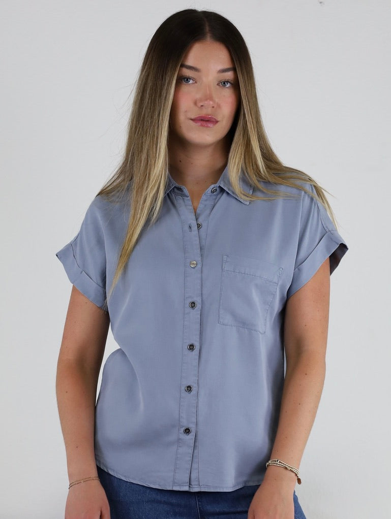 Adriana Button Up Blouse - Blue