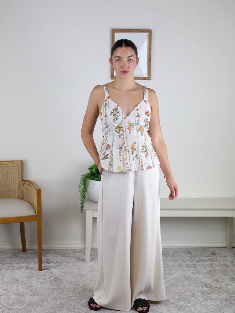 Garden Floral Print Peplum Top
