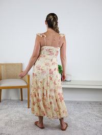 Raven Ruffle Strap Tiered Midi Dress