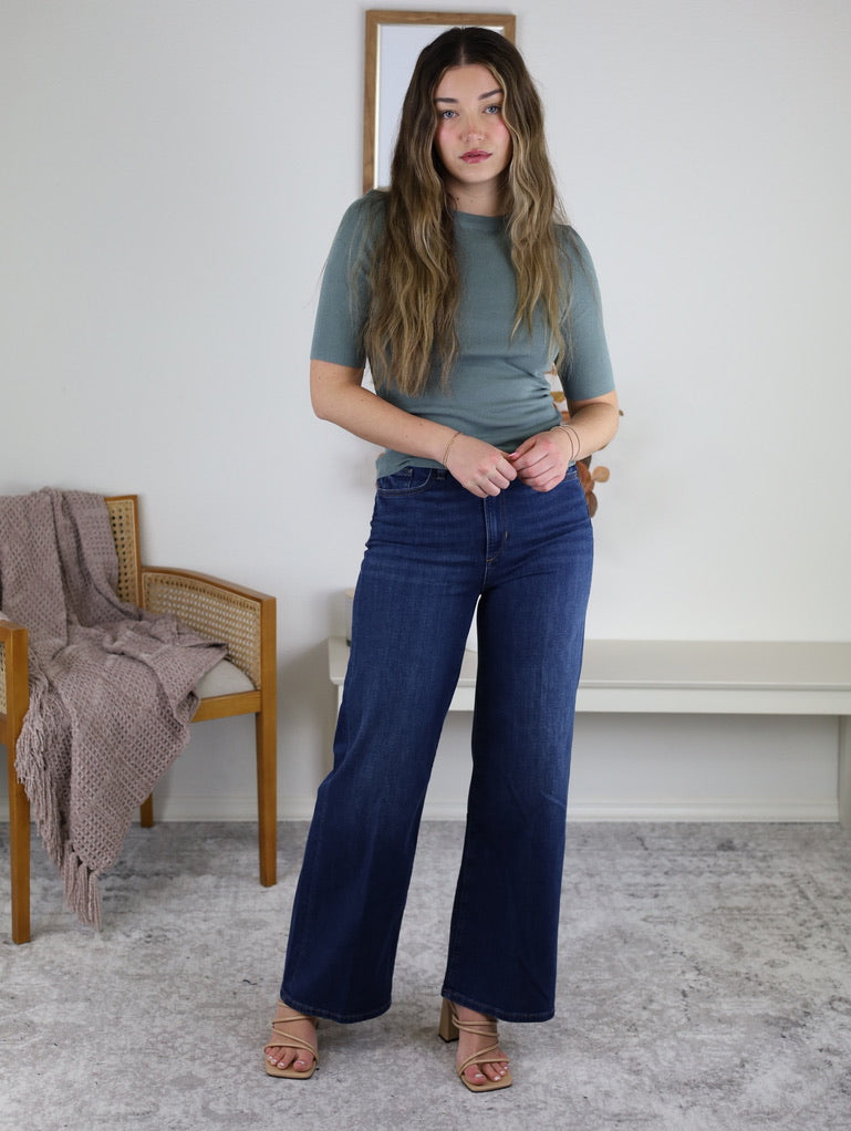 Hayes Classic Solid Rib Knit Sweater - Kale