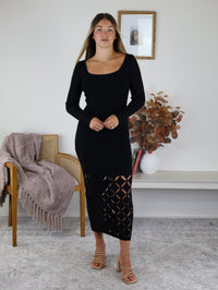 Rashi Diamond Cut Out Sweater Midi Dress