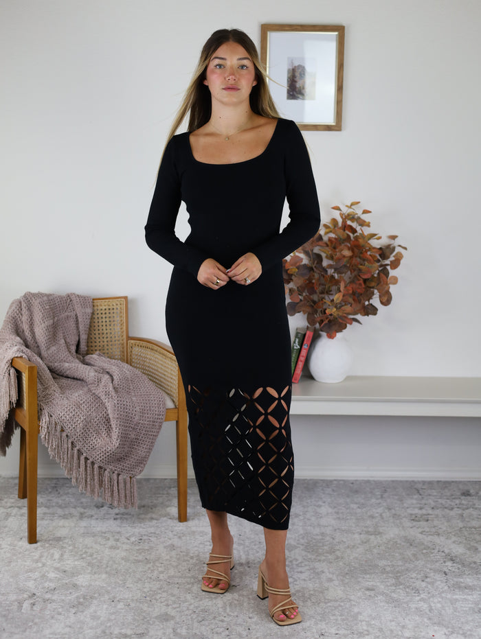 Rashi Diamond Cut Out Sweater Midi Dress