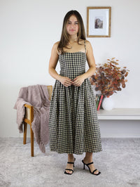 Sky Checker Midi Dress