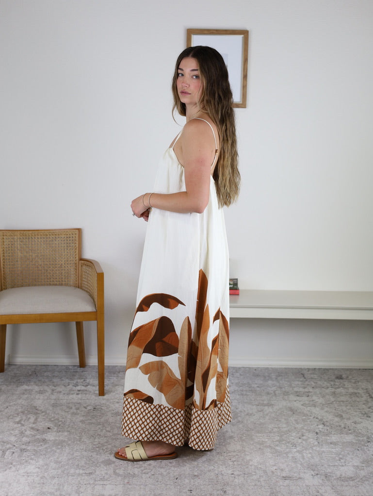 Stassi Leaf Print Maxi Dress