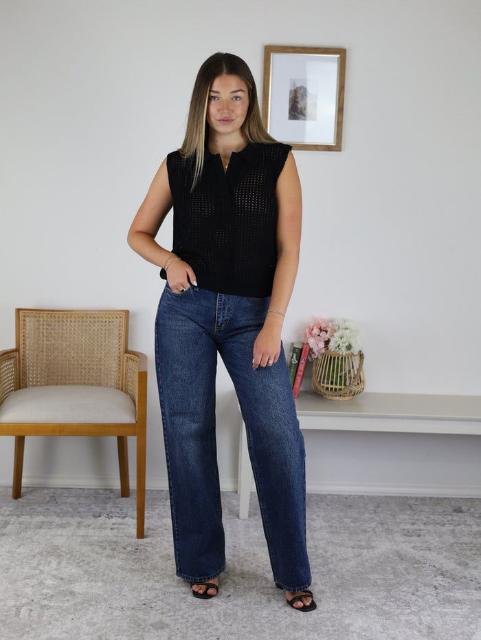 Kennedy Collared Sweater Vest Top