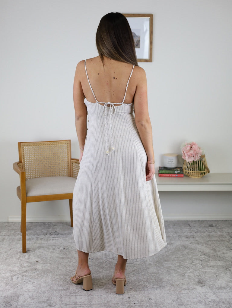 Robyn Striped Linen Midi Dress