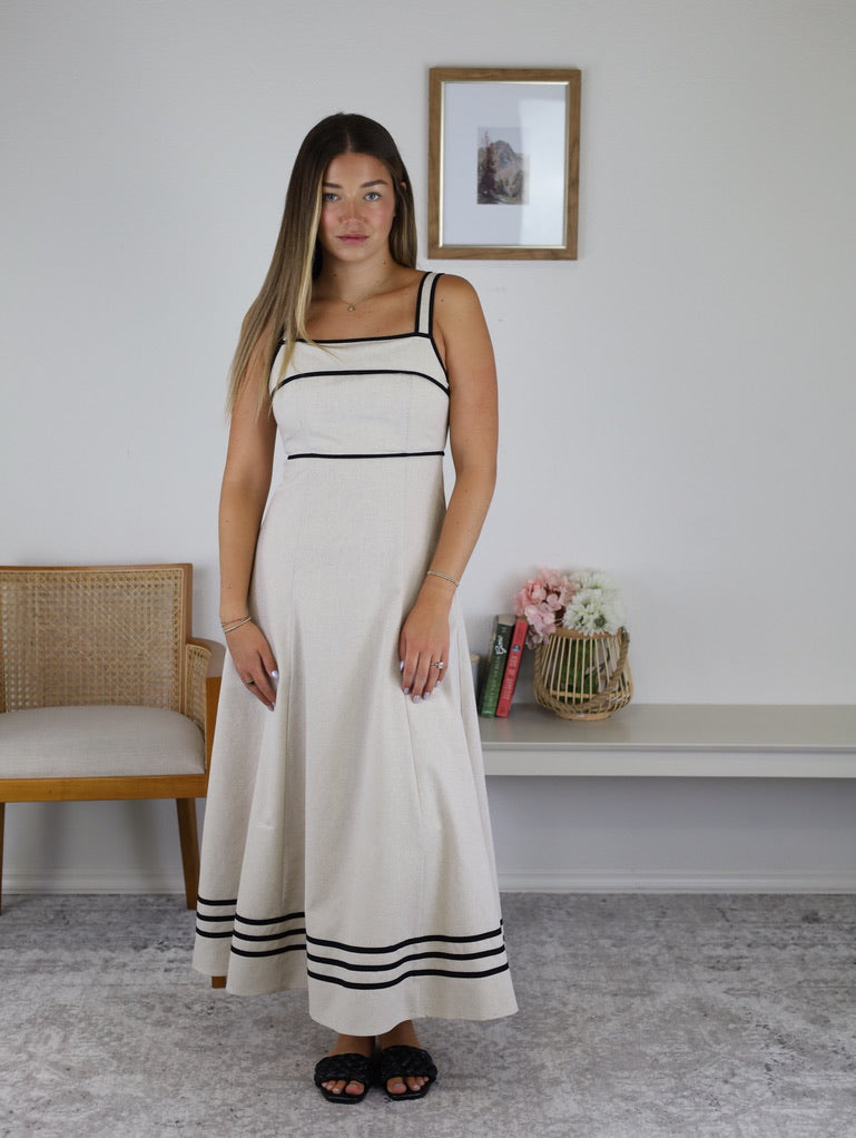 Stonefield Two Tone Linen Midi Dress