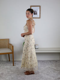Coco Floral Ruffle Strap Midi Dress - Yellow