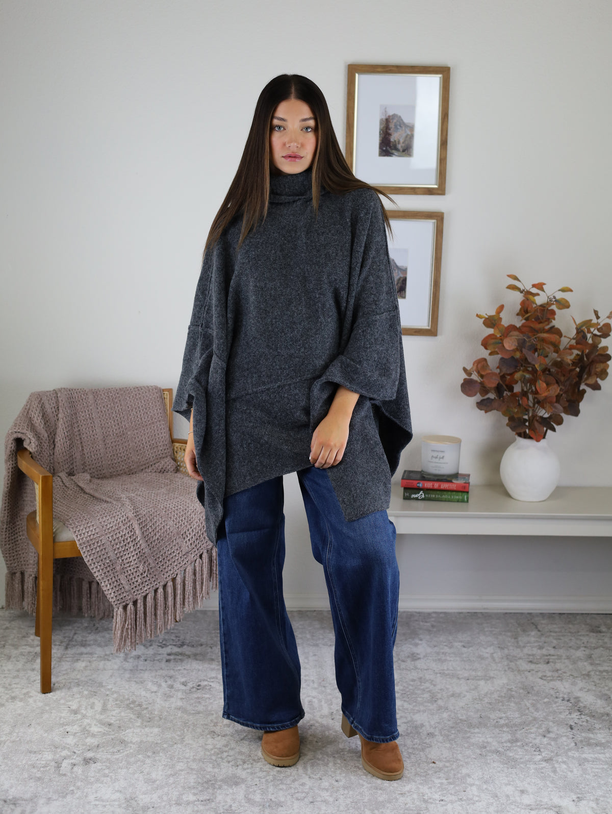 Estelle Poncho Turtle Neck Sweater