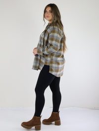 Jocia Oversized Flannel Shirt-Chestnut