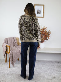 Jules Classic Leopard Print Jacquard Cardigan