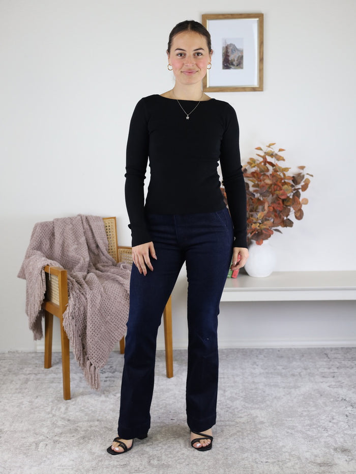 Clara Knit L/S Scoop Back Top - Final Sale