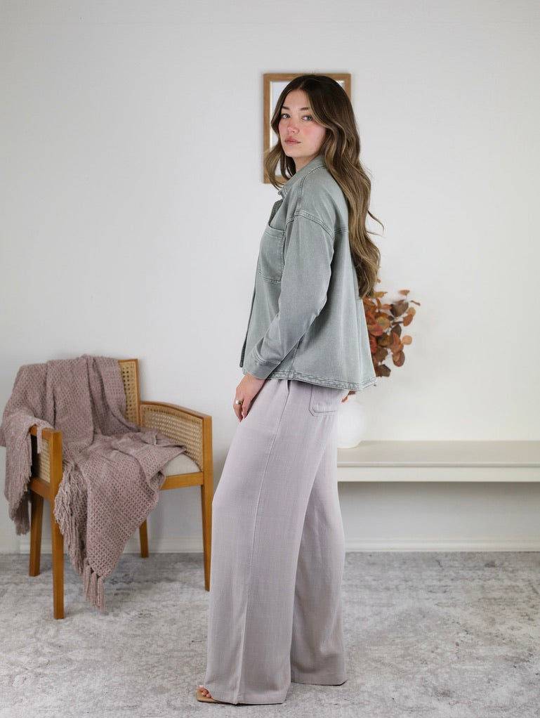 Wendy Garment Dyed Knit Denim Shacket