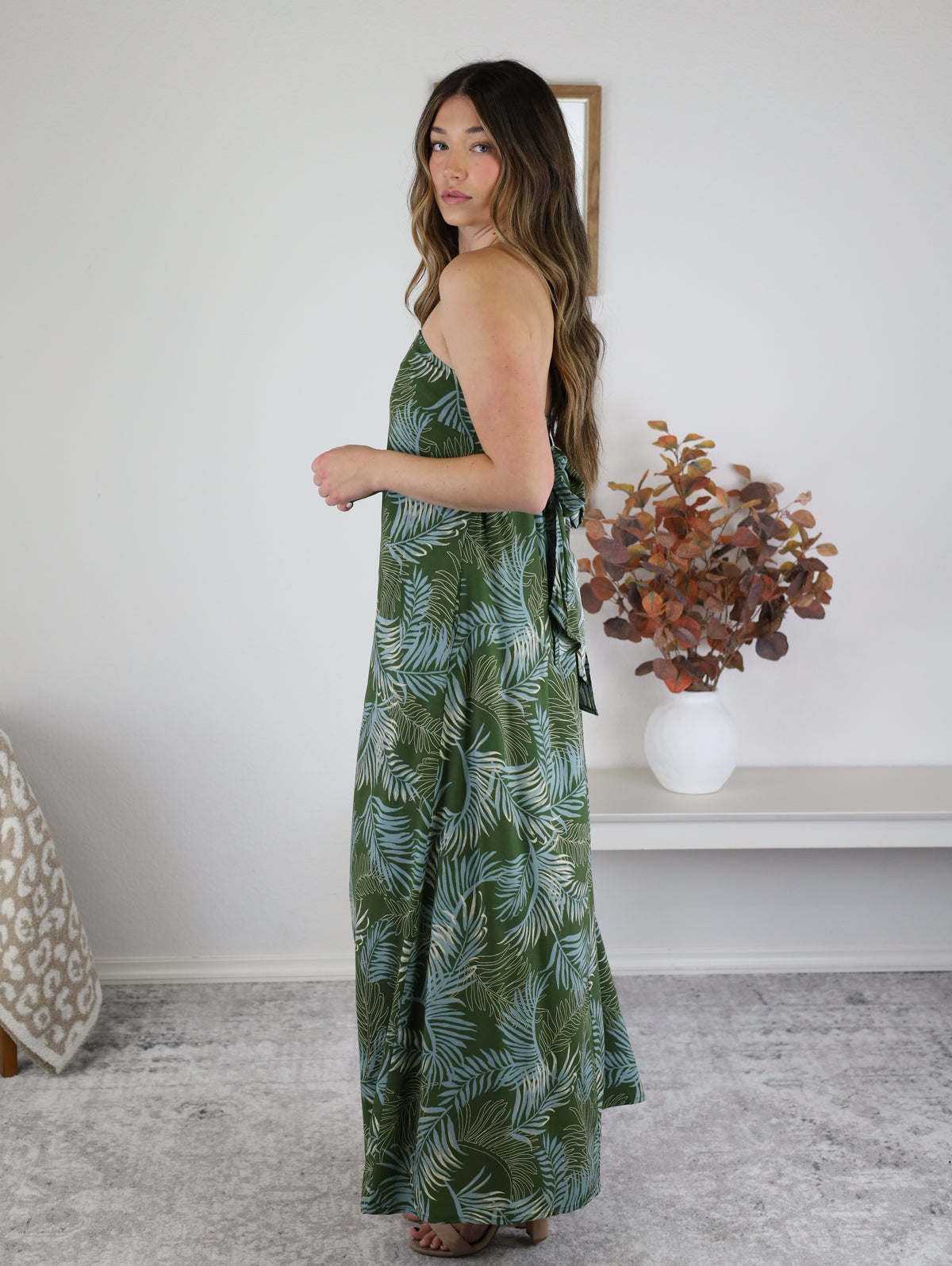 Callista Strapless Tropical Maxi Dress