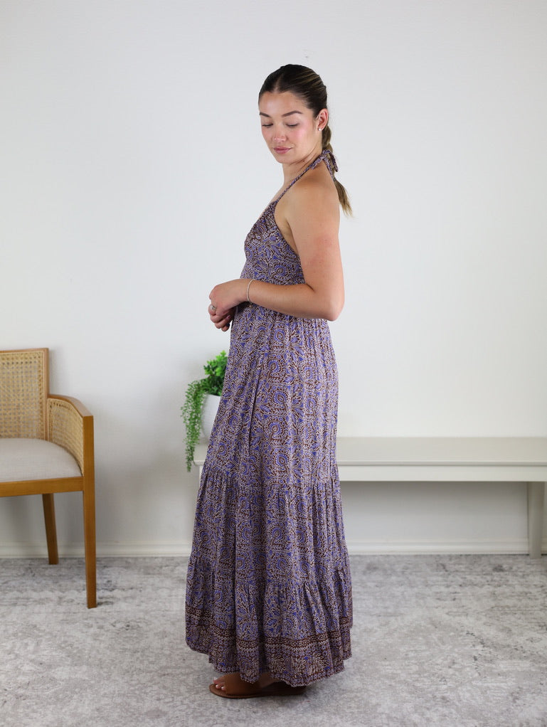 Aaliyah Printed Halter Maxi Dress