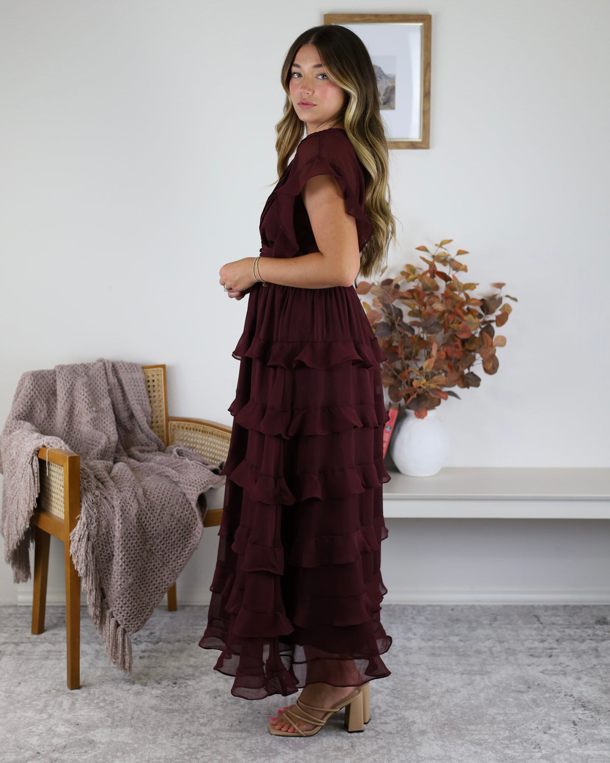 Adrian Aline Tiered Midi Dress
