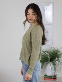 Brianna Lightweight Sheer Knit Sweater-Pistachio
