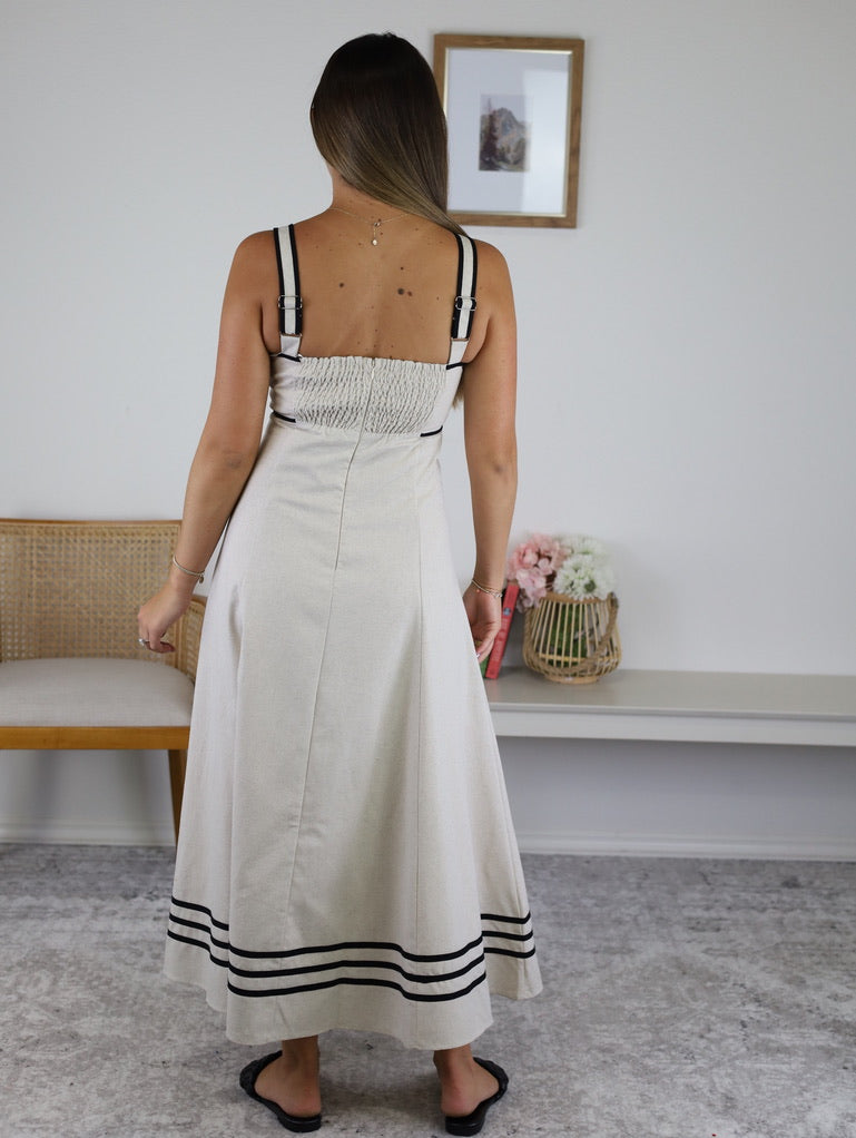 Stonefield Two Tone Linen Midi Dress