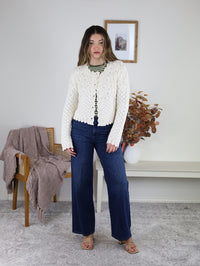 Inez Pointelle Knit Cardigan