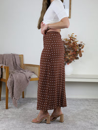 Millie Polka Dot Midi Skirt - Chestnut