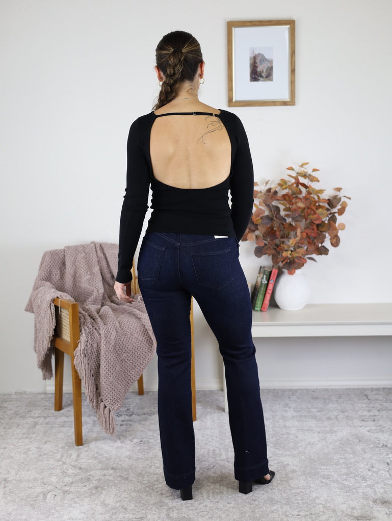 Clara Knit L/S Scoop Back Top - Final Sale