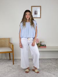Grecian Drape Bubble Blouse
