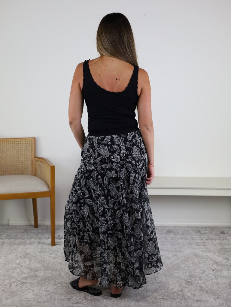 Longview Flowy Midi Skirt - Black