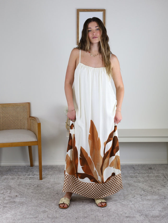 Stassi Leaf Print Maxi Dress