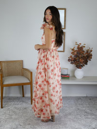 Blushing Rose Print Midi Dress