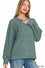 Lane Exposed Seam Top in ash jade ribbed knit sweater, front view