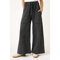 Simone Mineral Wash Seam Detail Wide Leg Pants