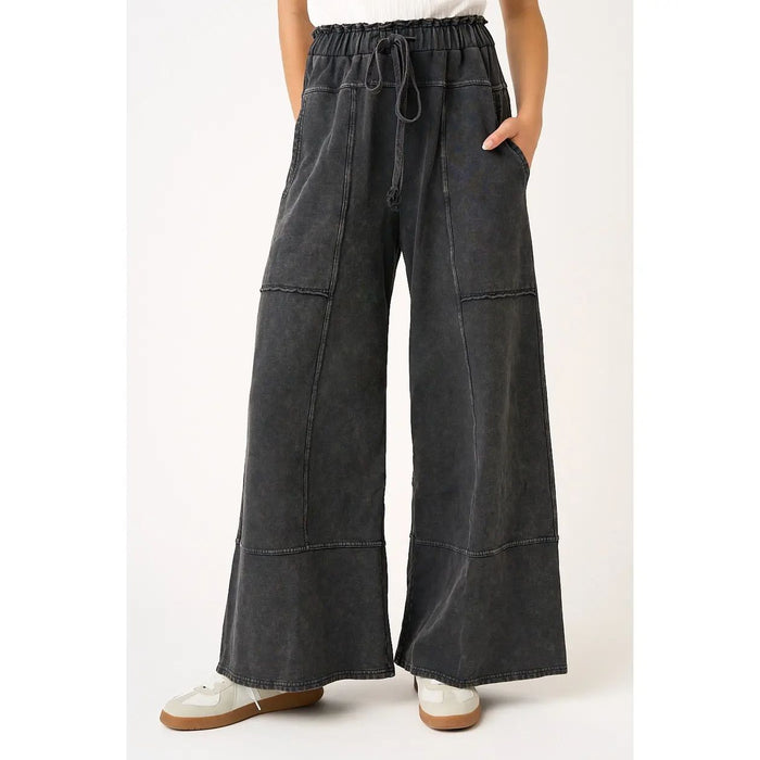 Simone Mineral Wash Seam Detail Wide Leg Pants