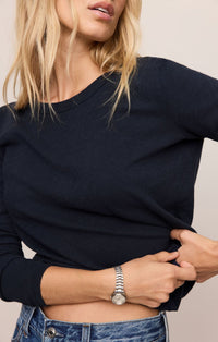 Junie Tee in black cotton knit, front view