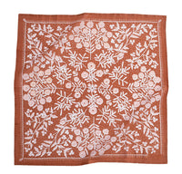 No. 058 Terra Bandana in copper cotton with light pink floral print, flat lay