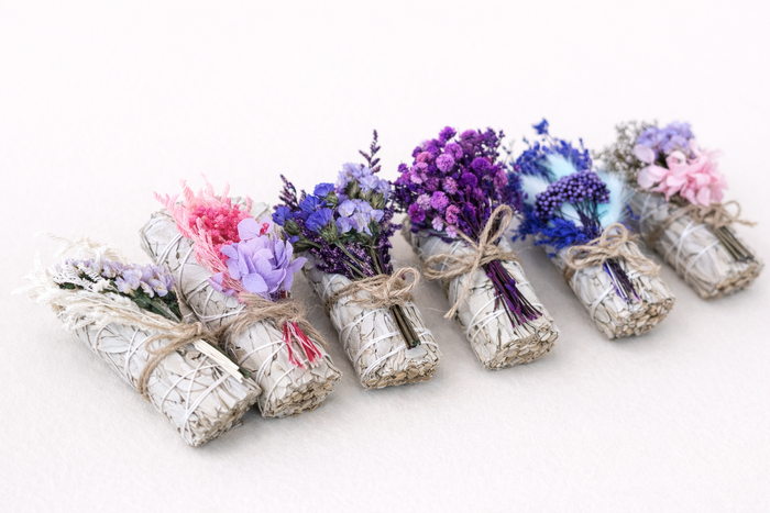 White Sage Hydrangea Flowers Smudge Sticks