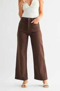 JUST BLACK DENIM - Patch Pocket Wide Leg - DARK BROWN - BP433J: 24