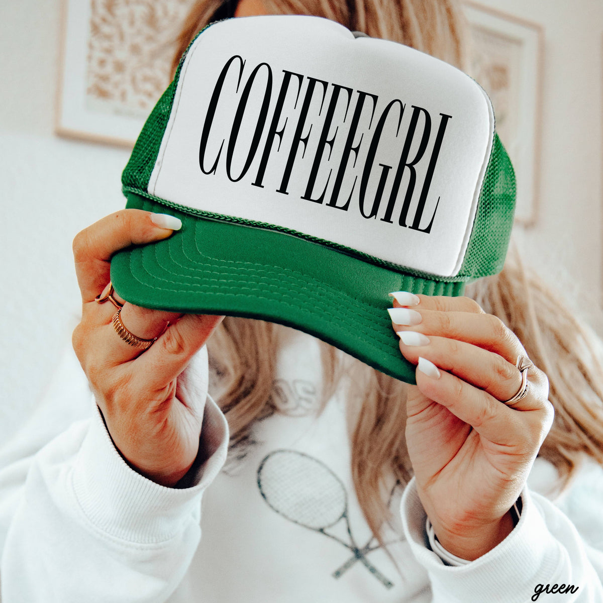 Chloe Vs Tank - CoffeeGrl Trucker Hat *10 Colors: Brown/Tan