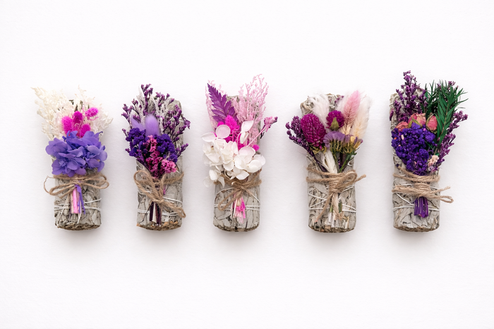 White Sage Hydrangea Flowers Smudge Sticks