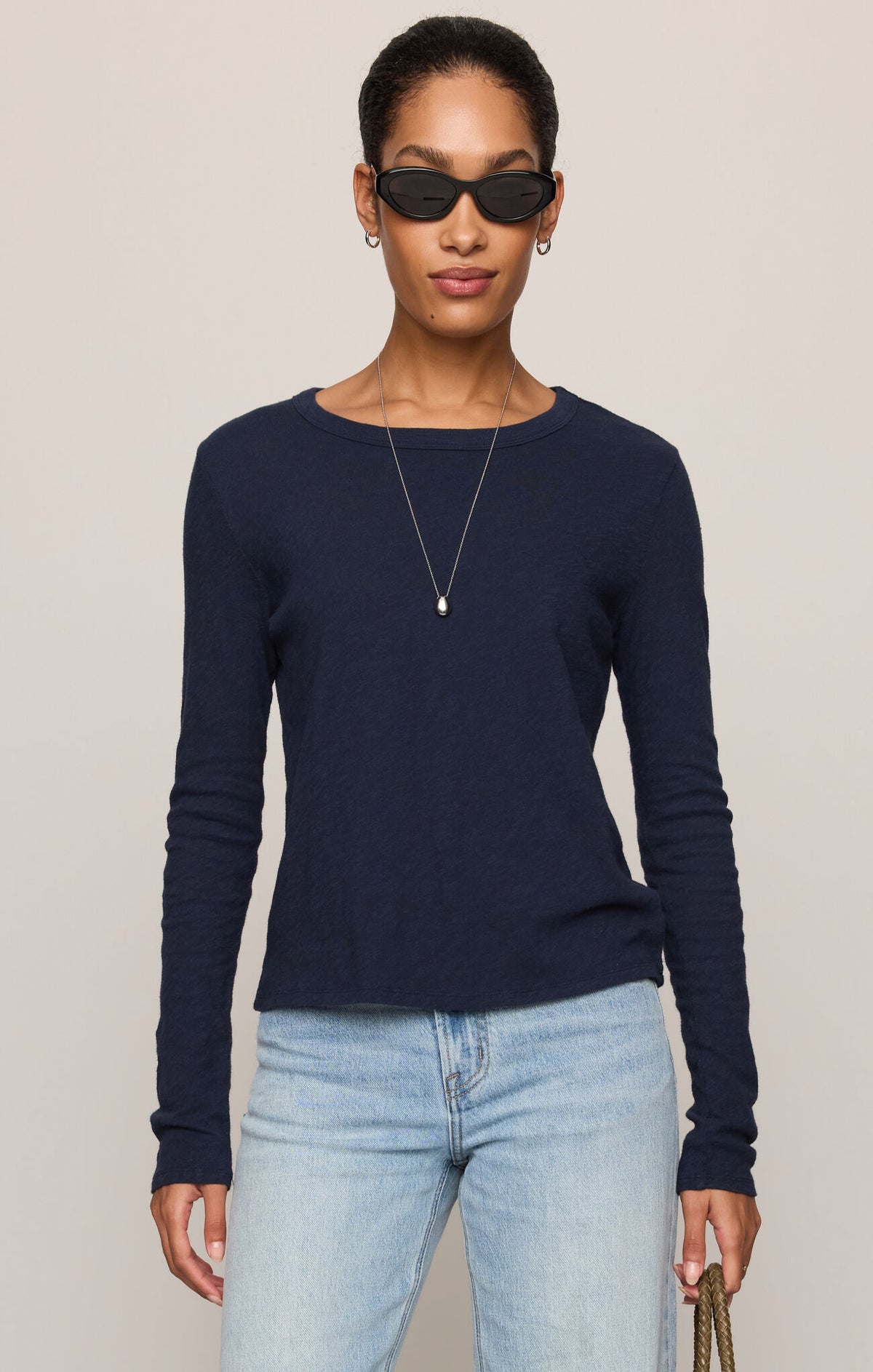 Junie Tee styled long sleeve tee, front view