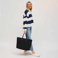 Ithaca Woven Neoprene Tote: Black