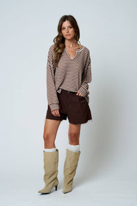 Lennon stripe knit top full length view