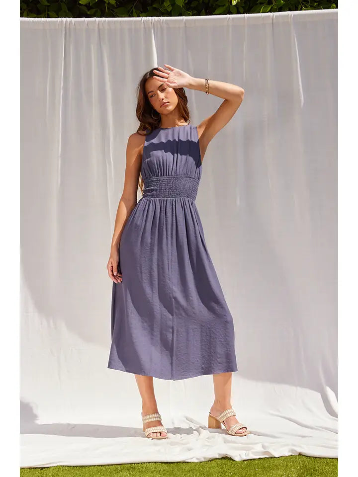 Blue summer midi dress, women's boutique dress in Turlock CA