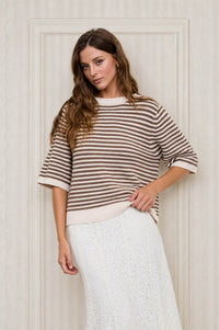 Scout Striped Sweater crew neck striped knit pullover front view