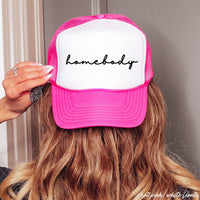 Chloe Vs Tank - Homebody Cursive Trucker Hat *12 Colors: Black/Black