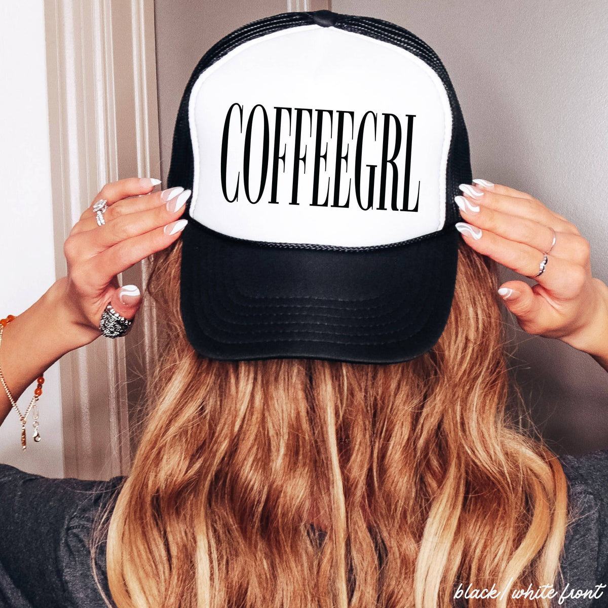 Chloe Vs Tank - CoffeeGrl Trucker Hat *10 Colors: Brown/Tan