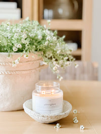 Forget Me Not Afterglow candle with bergamot, white floral and coconut scent notes