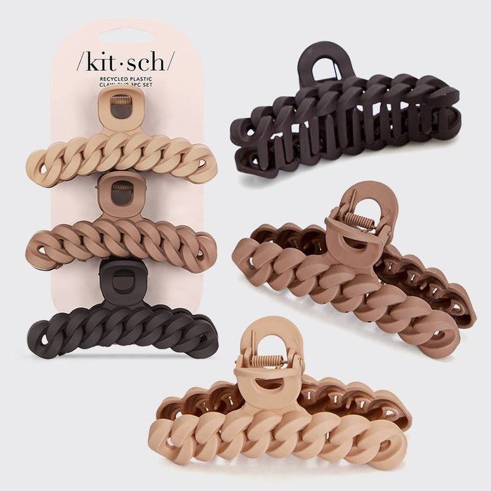 Kitsch -Eco-friendly Chain Claw Clip 3pc Set - Neutral