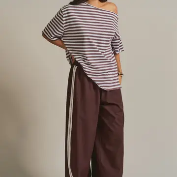 Hayden asymmetrical boxy cotton tee styled with denim