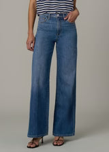 The Mia High Rise wide leg jeans in Fortunate wash, front view