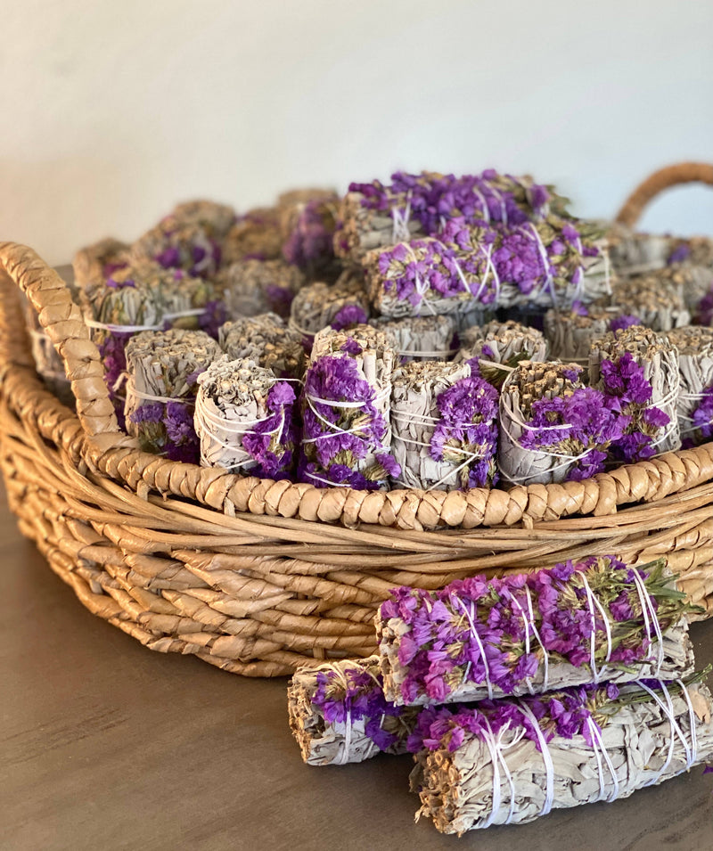 Picki Nicki - White Sage Smudge Sticks with Purple Flowers in Bulk